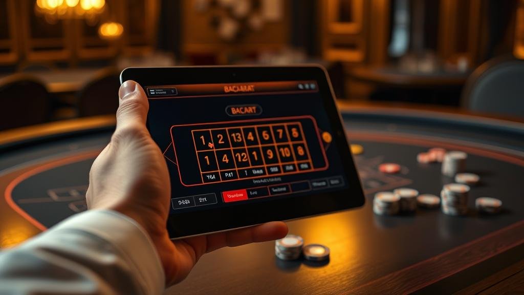 การแสดงผลเค้าไพ่บาคาร่าบนแท็บเล็ต