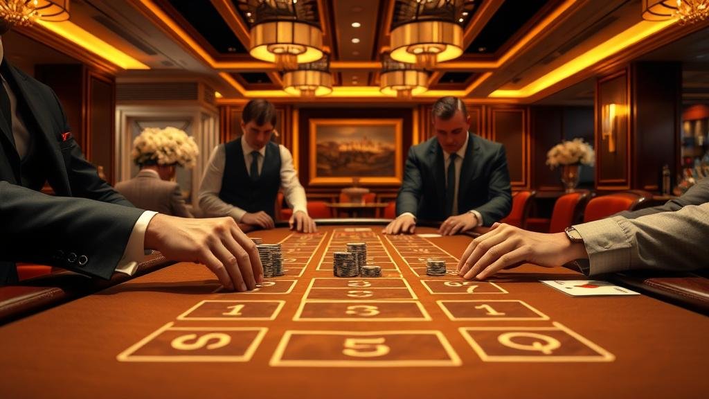 การวางชิปเดิมพันบนโต๊ะบาคาร่า