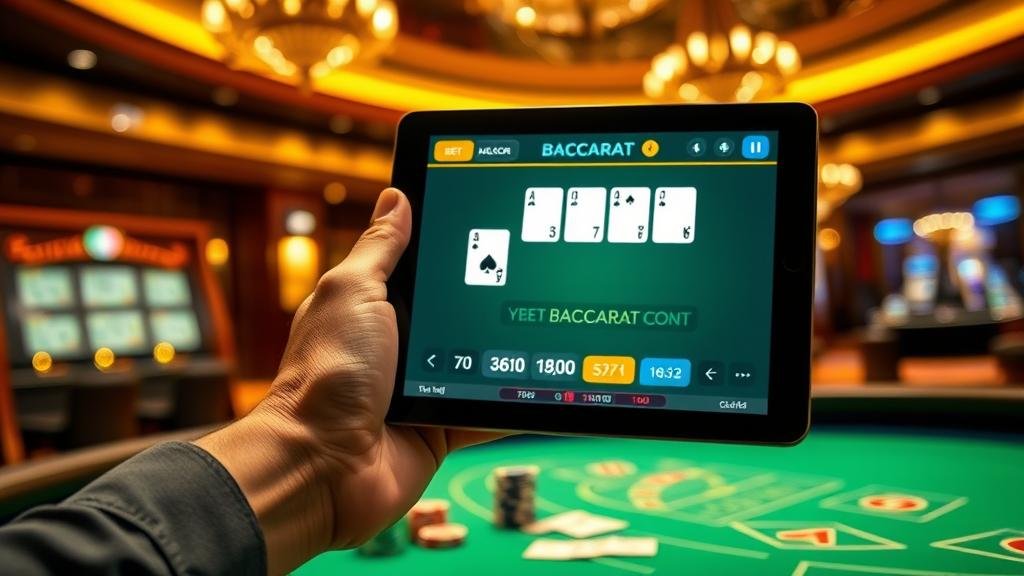 ตารางบาคาร่าพร้อมสถิติและฮีตแมปบนหน้าจอแท็บเล็ต