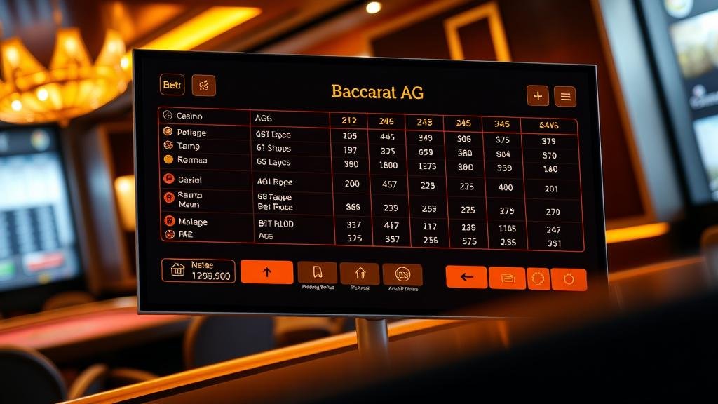 หน้าจอแสดงห้องเกมบาคาร่า AG จากค่ายต่างๆ