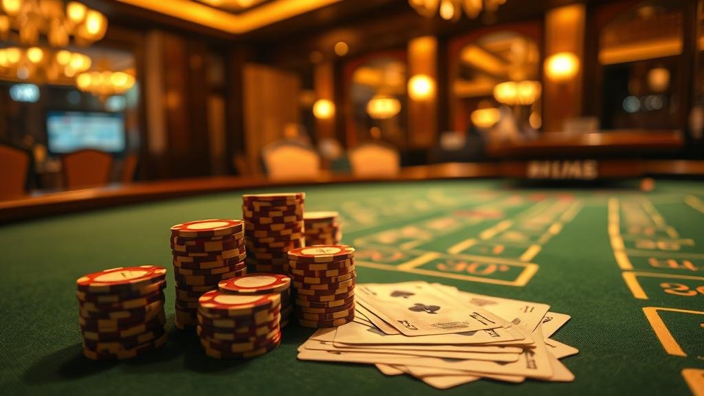 ภาพแสดงเค้าไพ่บาคาร่า บันไดเงิน และปิงปองยาว