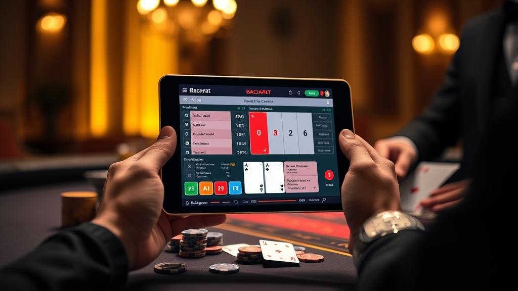 ตารางแสดงเค้าไพ่บาคาร่าบนหน้าจอคอมพิวเตอร์