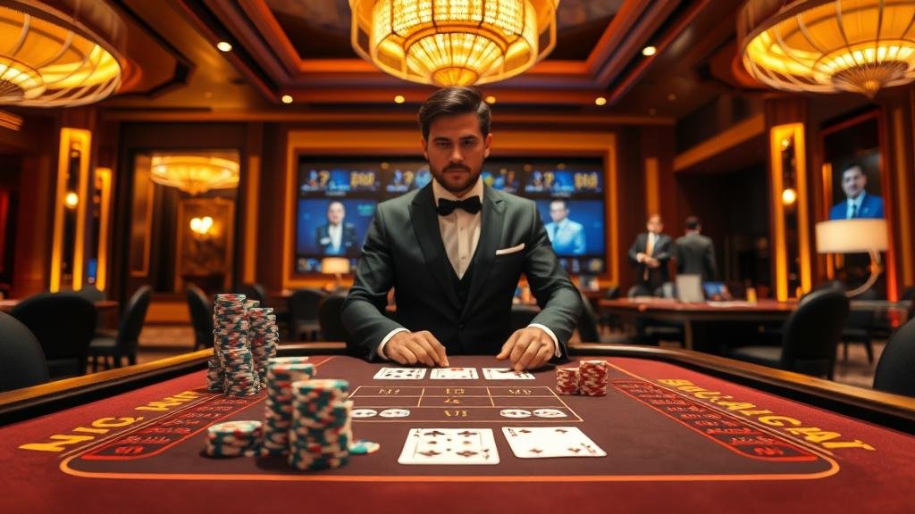 อินเทอร์เฟซบาคาร่าบนแท็บเล็ต แสดงสถิติและตัวเลือกการเดิมพัน