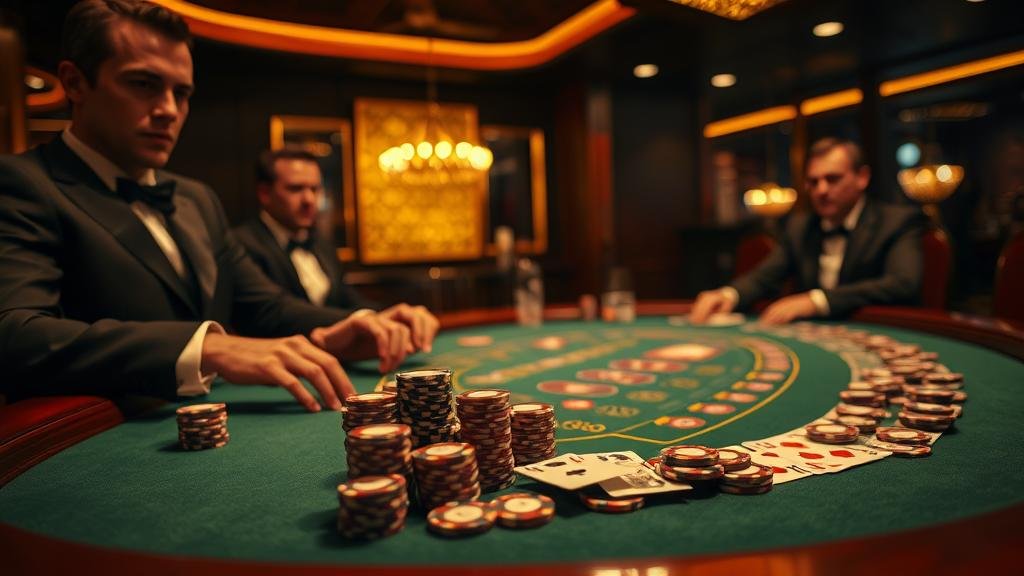 หน้าจอแสดงเปอร์เซ็นต์การชนะของเพลเยอร์และแบงค์เกอร์