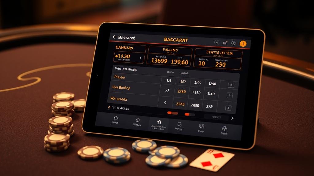 ตารางสถิติเค้าไพ่บาคาร่าบนแท็บเล็ต