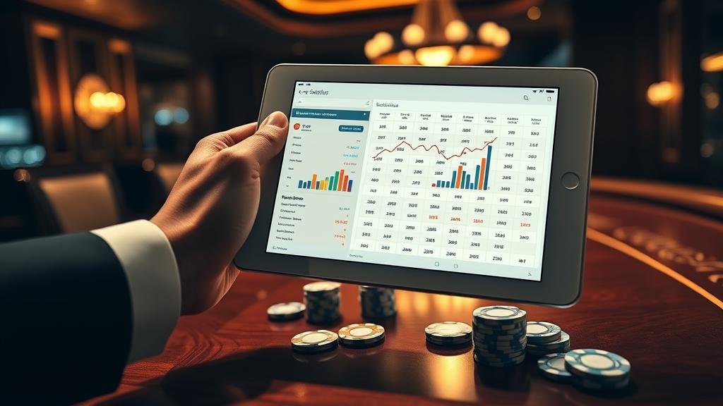 สถิติบาคาร่าบนหน้าจอแท็บเล็ต