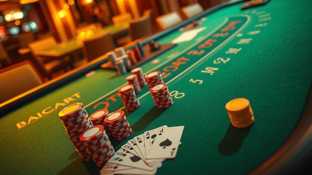 ภาพประกอบเค้าไพ่บาคาร่า ลูกปัด และถนนใหญ่