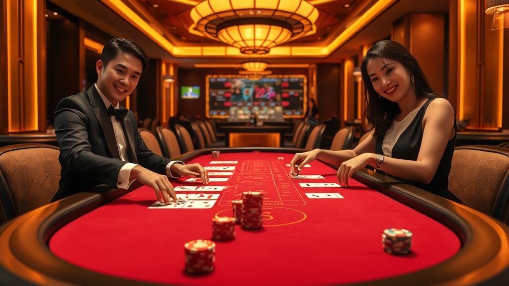 หน้าจอเกมบาคาร่า AsiaGaming พร้อมฟีเจอร์สควีซและสถิติ