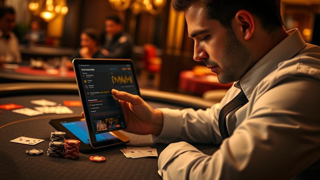 หน้าจอแท็บเล็ตแสดงการคาดการณ์ไพ่บาคาร่า