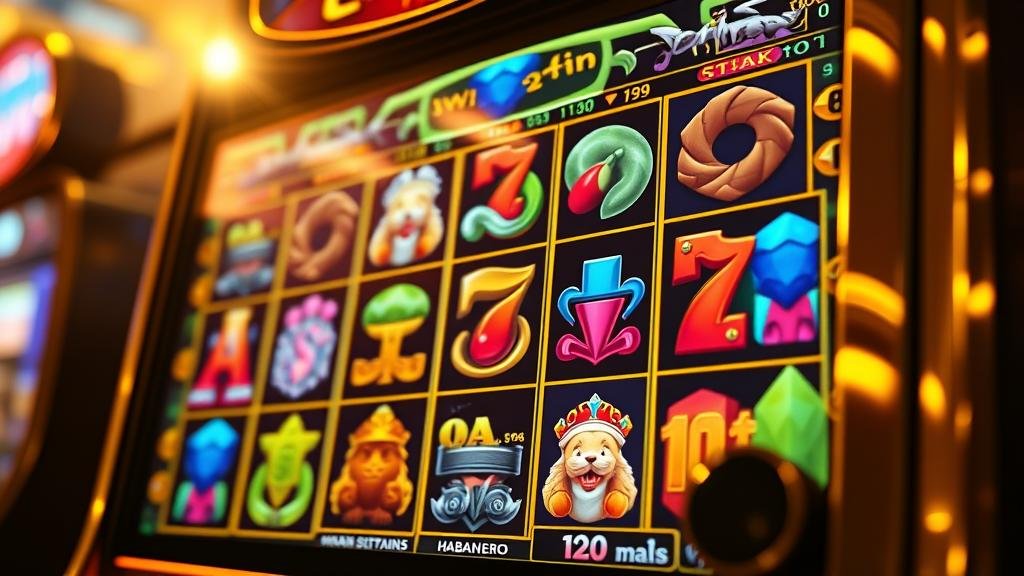 ปุ่มซื้อสปินบนหน้าจอเกมสล็อต Habanero