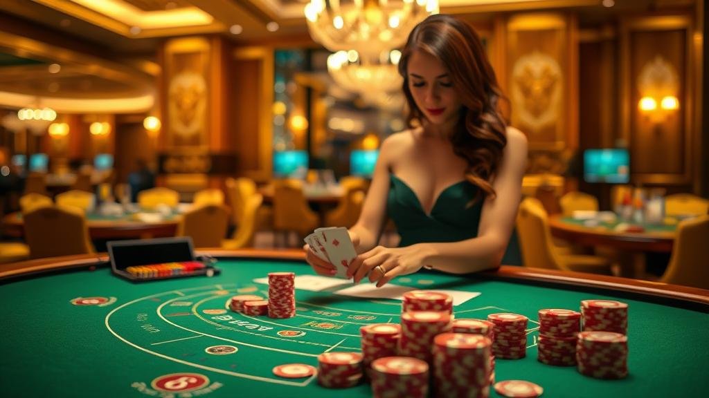 ดีลเลอร์สาวสวยในชุดบิกินี่จาก Sexy Baccarat