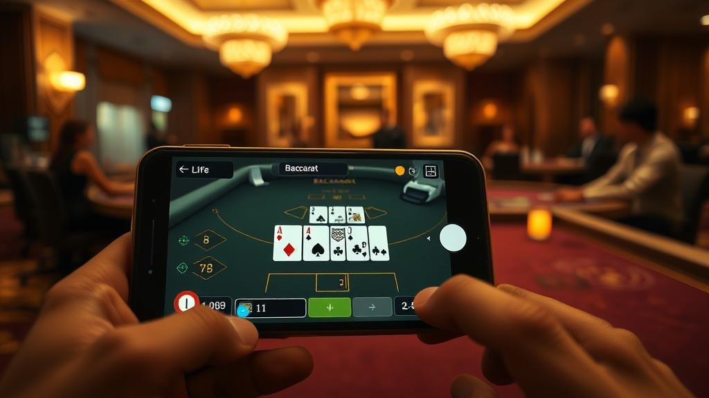 โต๊ะบาคาร่าพร้อมชิปและไพ่