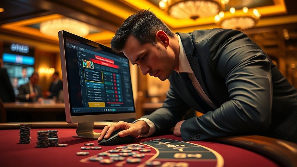 โต๊ะบาคาร่าพร้อมชิปและไพ่ในคาสิโนหรู