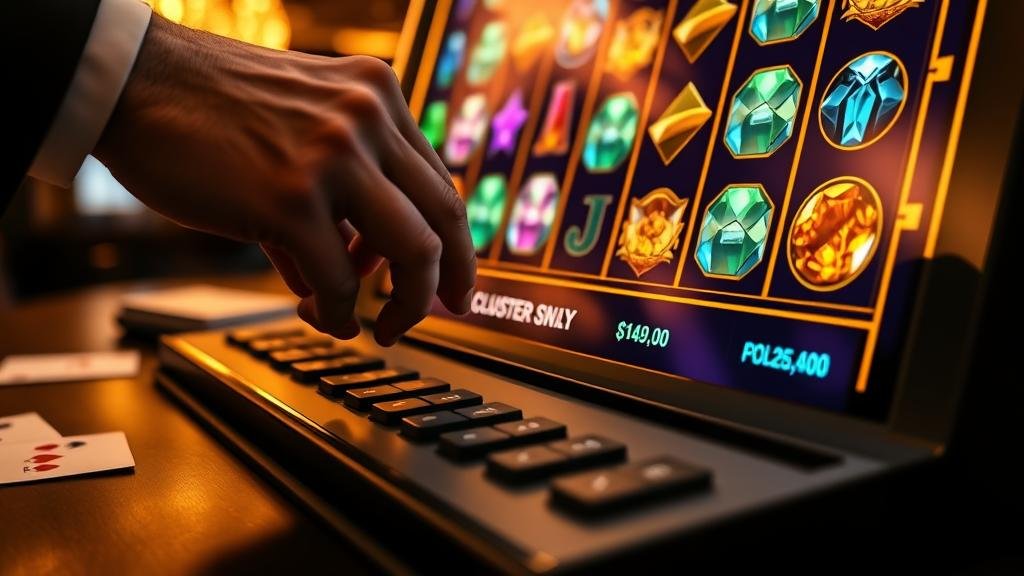 สัญลักษณ์คลัสเตอร์ชนะบนหน้าจอสล็อต