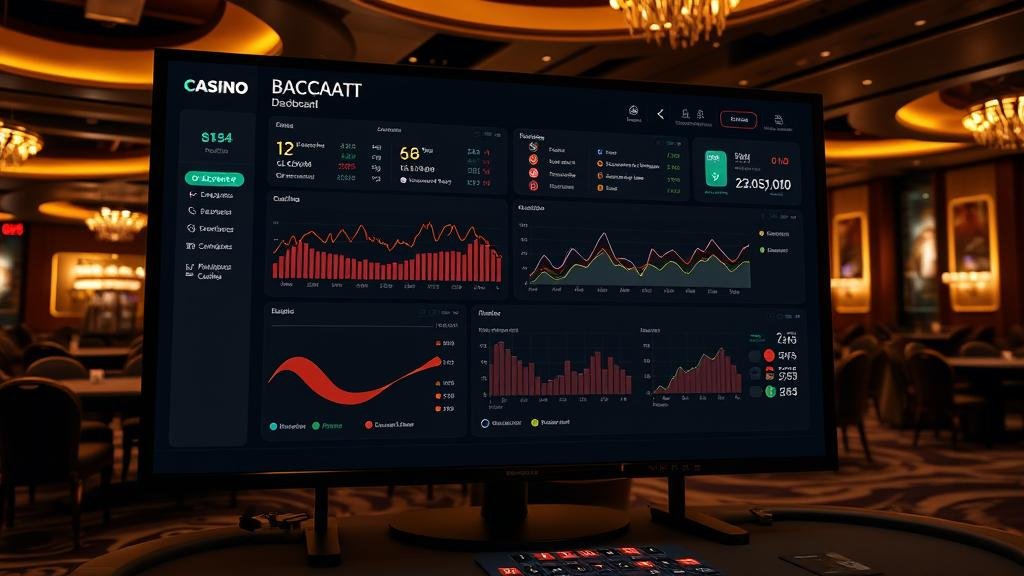 โต๊ะบาคาร่าพร้อมสถิติและพื้นที่วางเดิมพัน