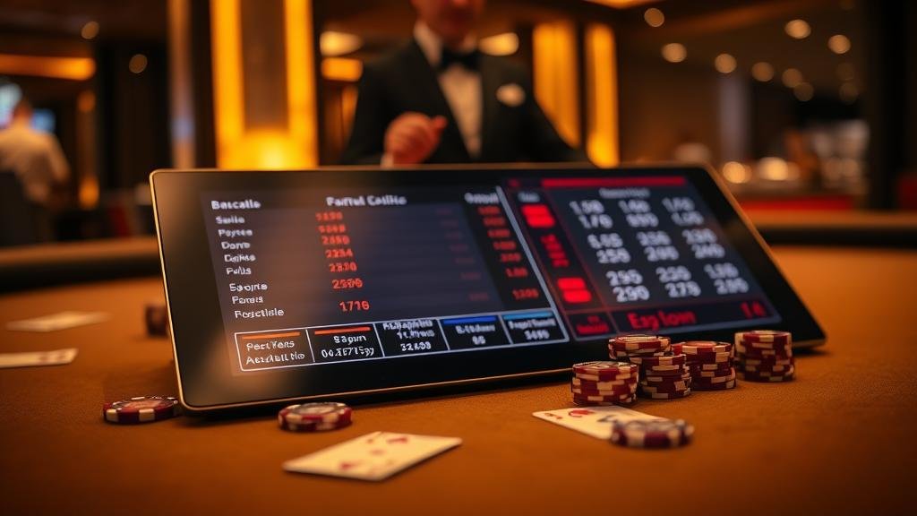 การแสดงอัตราจ่ายและตัวเลือกการเดิมพันในเกมบาคาร่า