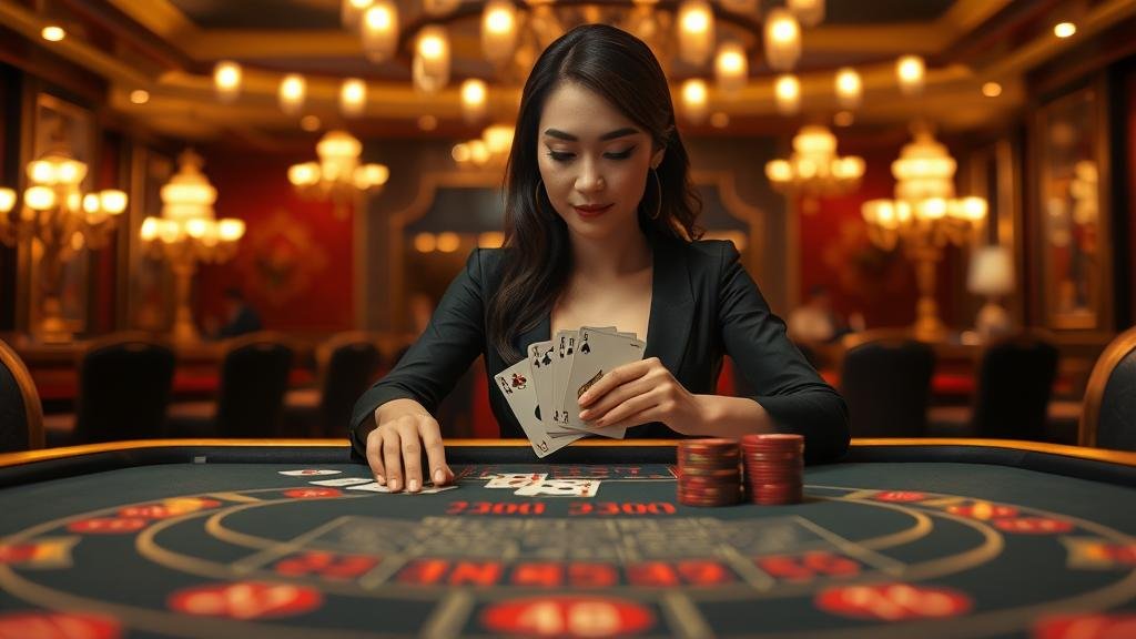 โต๊ะบาคาร่าพร้อมอุปกรณ์การเล่น