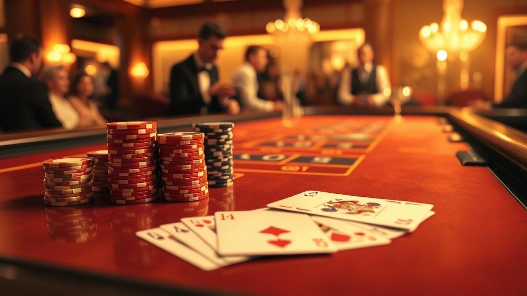 ชิปคาสิโนและโต๊ะบาคาร่า