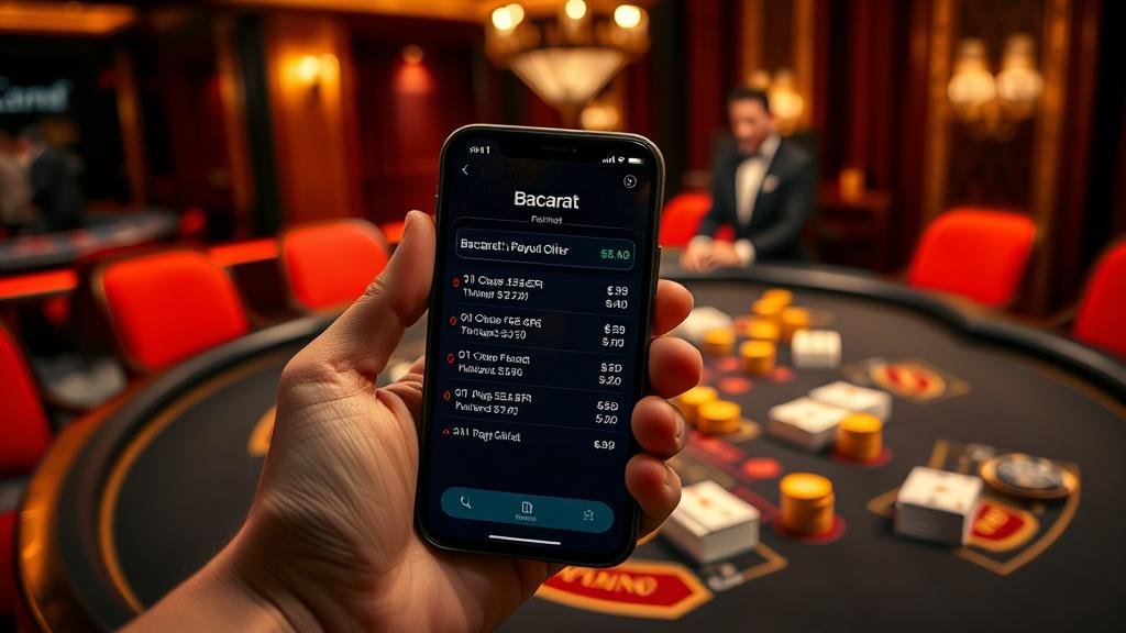 หน้าจอเกมบาคาร่าบนมือถือพร้อมสถิติ