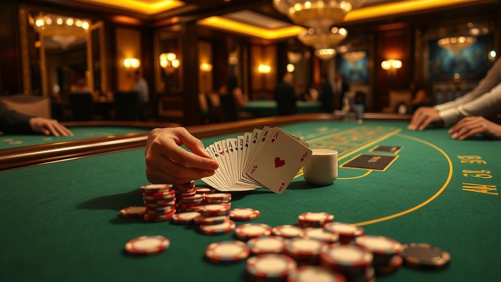 ตารางบาคาร่าพร้อมไพ่และชิปเดิมพัน