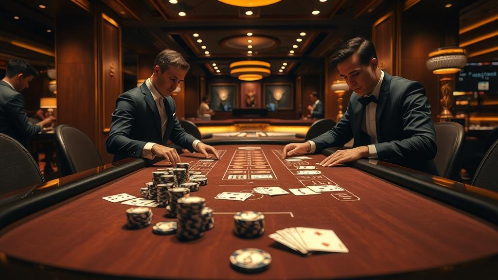 นักพนันกำลังวิเคราะห์เค้าไพ่บาคาร่า