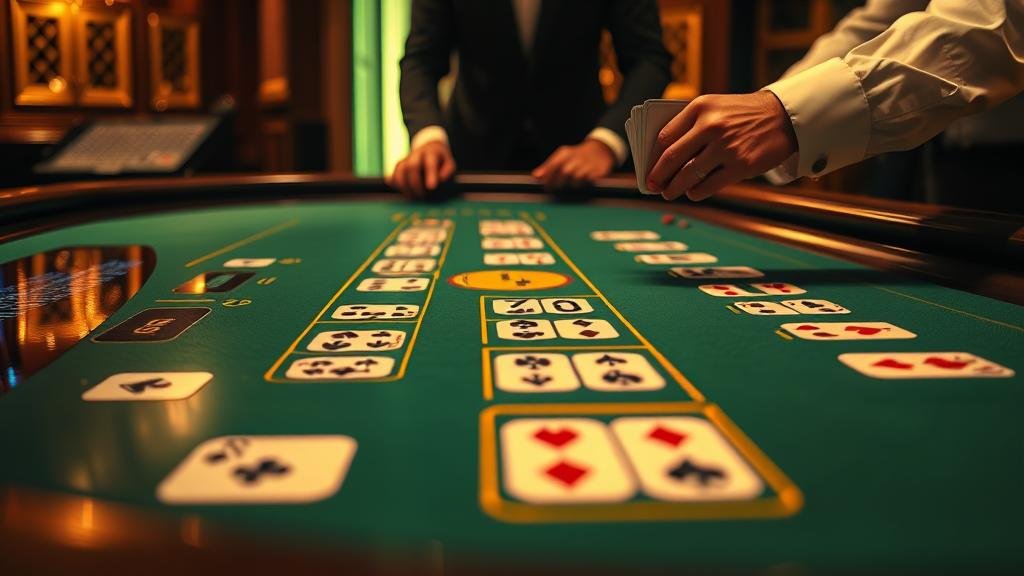 ผู้เล่นบาคาร่ากำลังลุ้นไพ่บนหน้าจอใหญ่