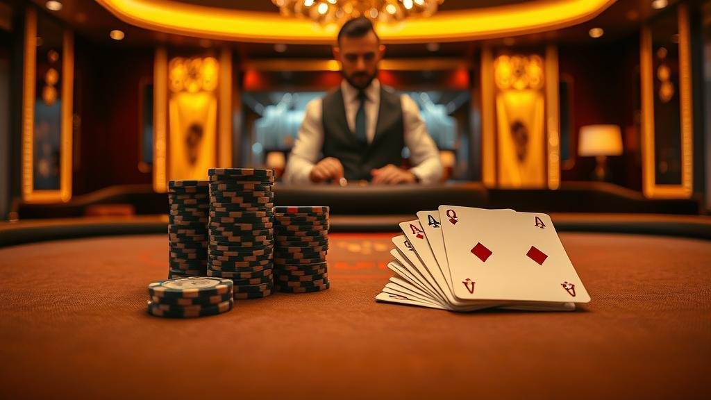 ดีลเลอร์สดกำลังแจกไพ่บาคาร่า