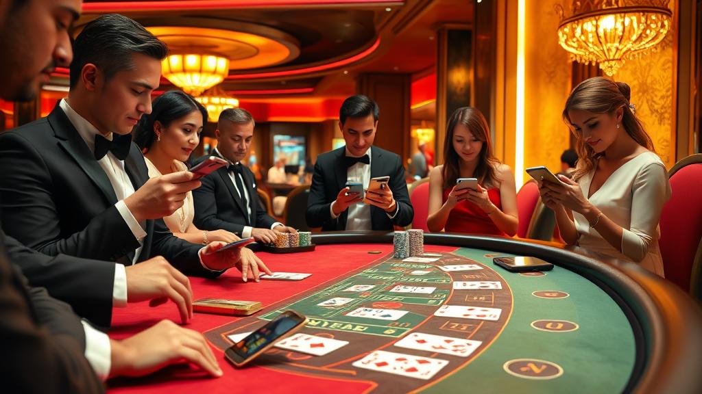 หน้าจอโทรศัพท์มือถือแสดงเกมบาคาร่า