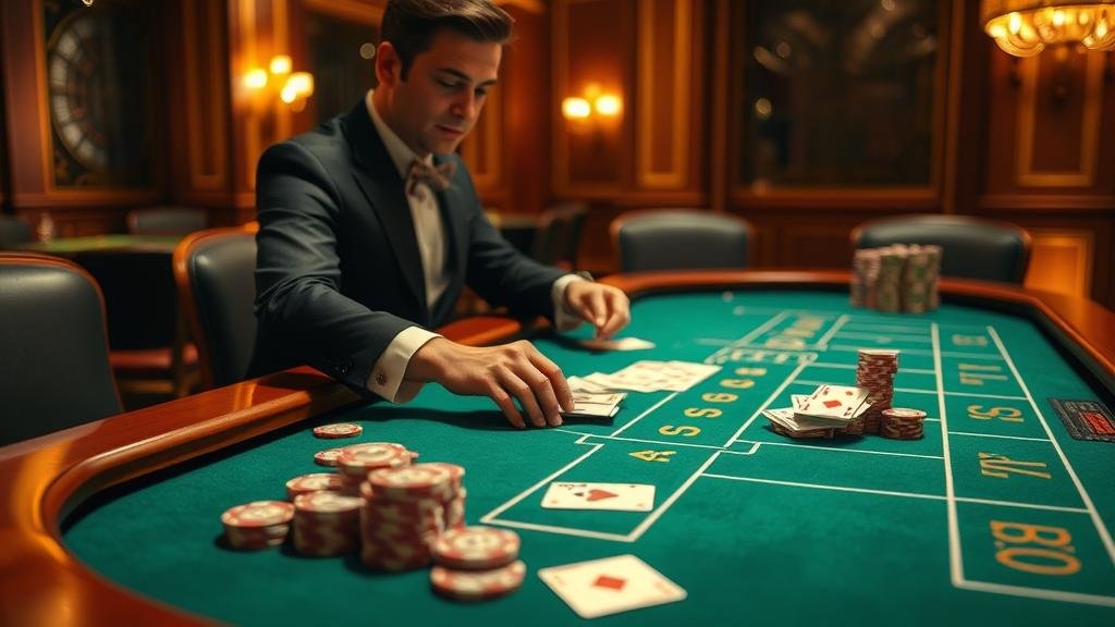 โต๊ะบาคาร่า AllBet พร้อมชิปและไพ่