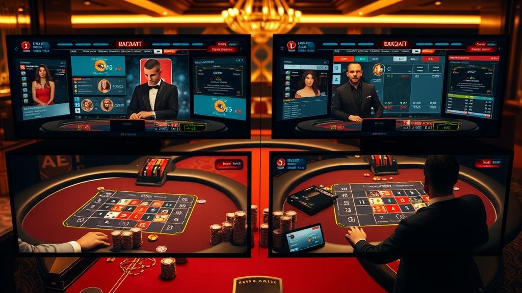 หน้าจอเกมบาคาร่าสดพร้อมสถิติและตัวเลือกการเดิมพัน