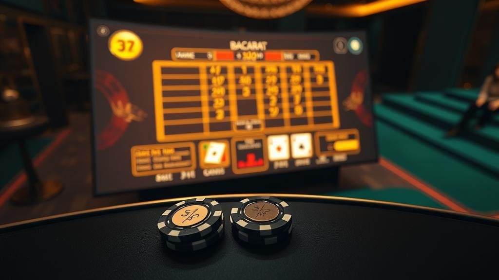 โต๊ะบาคาร่าพร้อมไพ่และชิป