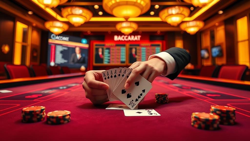 ดีลเลอร์กำลังแจกไพ่บาคาร่าสด