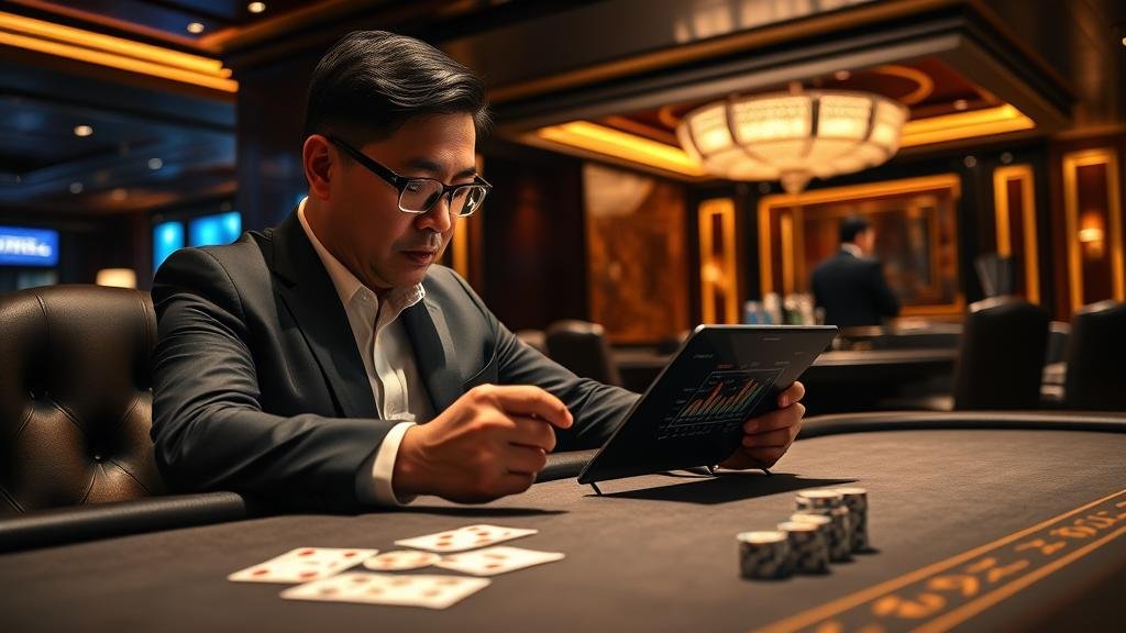 วิเคราะห์บาคาร่าด้วยแท็บเล็ตบนโต๊ะ VIP