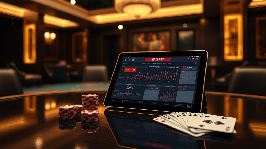 ตารางสถิติบาคาร่าหลากหลายรูปแบบบนแท็บเล็ต