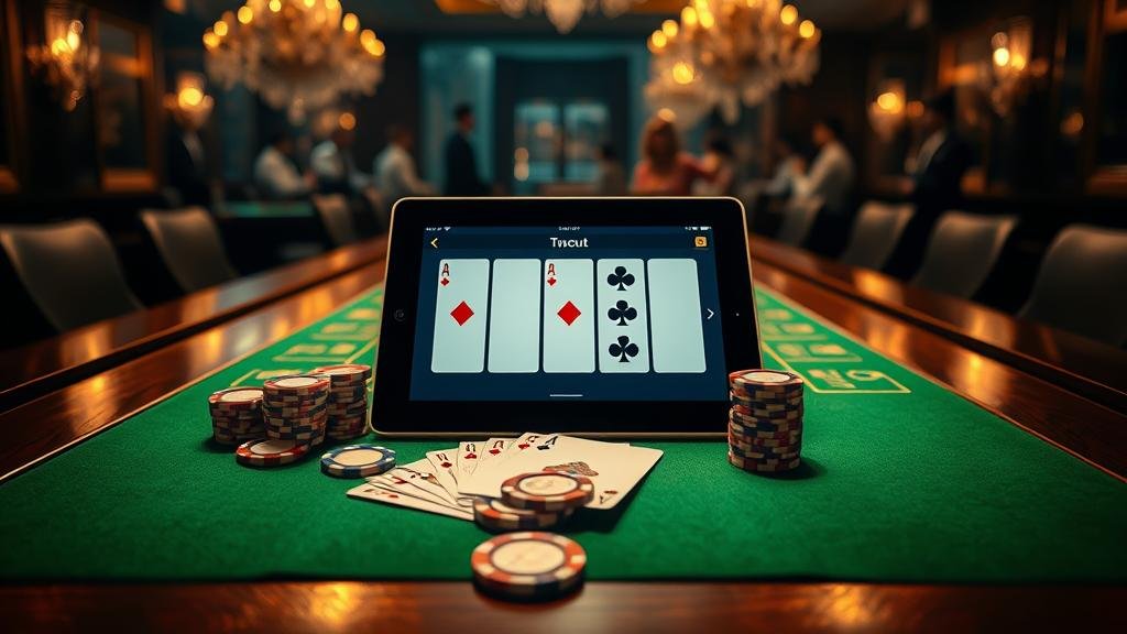 อินเทอร์เฟซการเลือกห้องบาคาร่าบนแท็บเล็ต