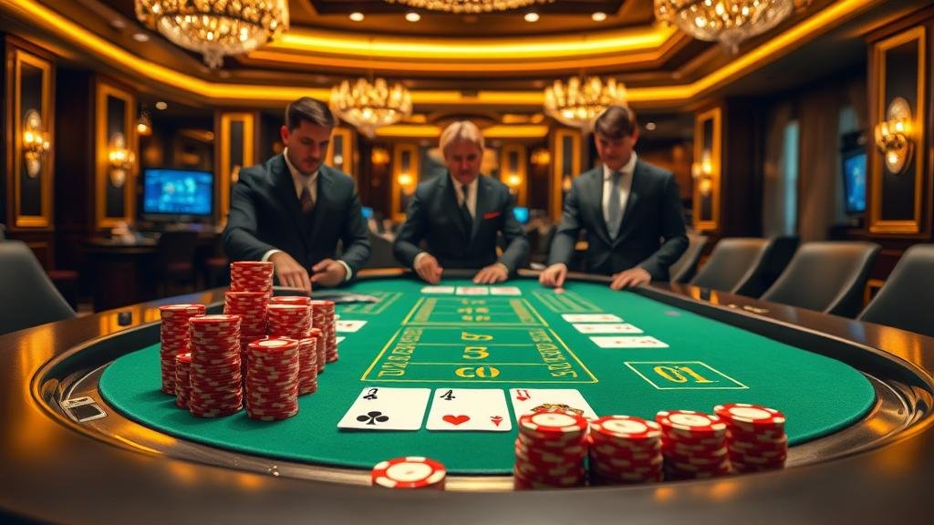 ดีลเลอร์สดกำลังแจกไพ่บาคาร่า