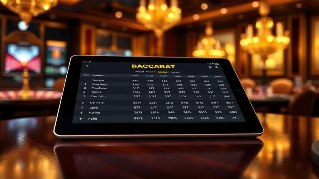 การใช้แท็บเล็ตเพื่อสังเกตรูปแบบมังกรยาวในบาคาร่า