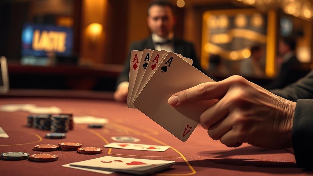 ดีลเลอร์กำลังเปิดไพ่บาคาร่าแบบสควีซ