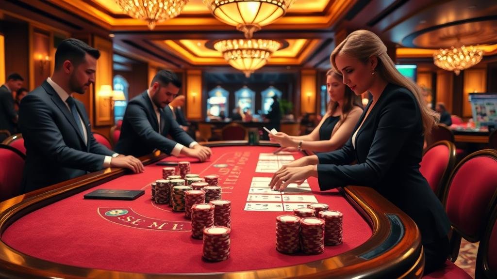 ตารางแสดงเค้าไพ่บาคาร่าบนแท็บเล็ต