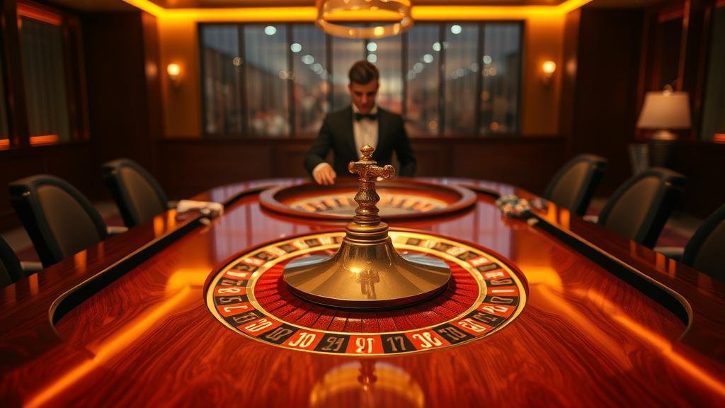 วงล้อรูเล็ตพร้อมลูกบอลกำลังจะตก