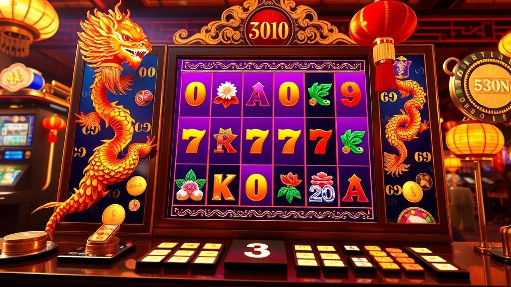 หน้าจอเกมสล็อต Microgaming พร้อมโบนัสและสัญลักษณ์ชนะ