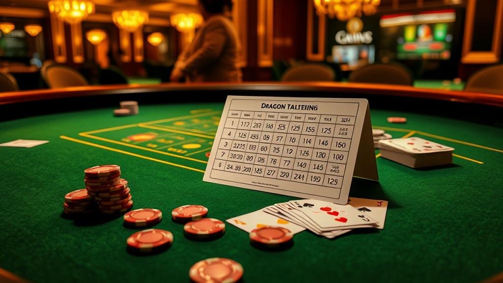 โต๊ะบาคาร่าพร้อมชิปและไพ่