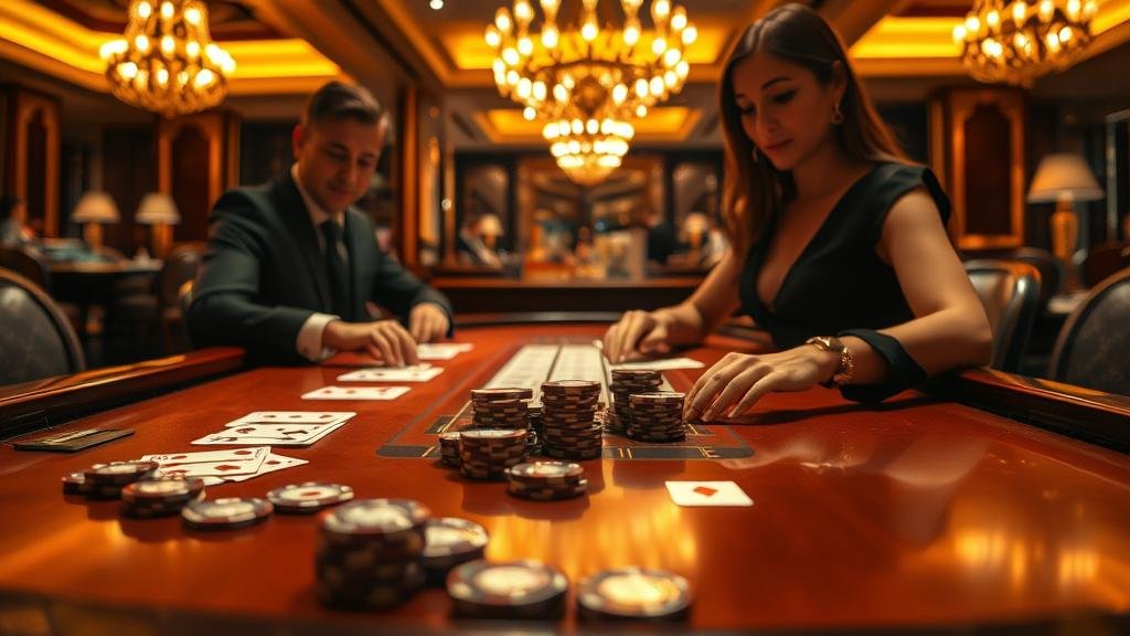 ชิปคาสิโนและโต๊ะบาคาร่า