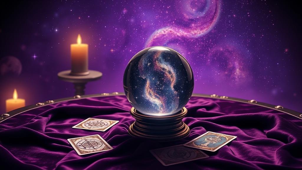 นักโหราศาสตร์กำลังตีความเลขเด็ดจากลูกแก้ว