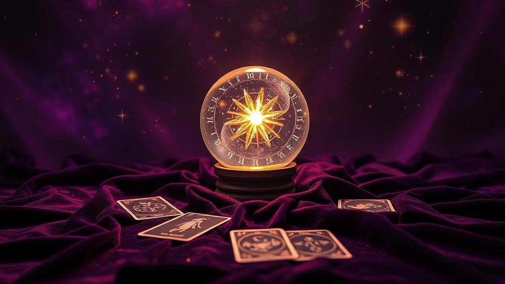 แผนผังดวงชะตาแสดงสัญลักษณ์จักรราศีและตัวเลขนำโชค