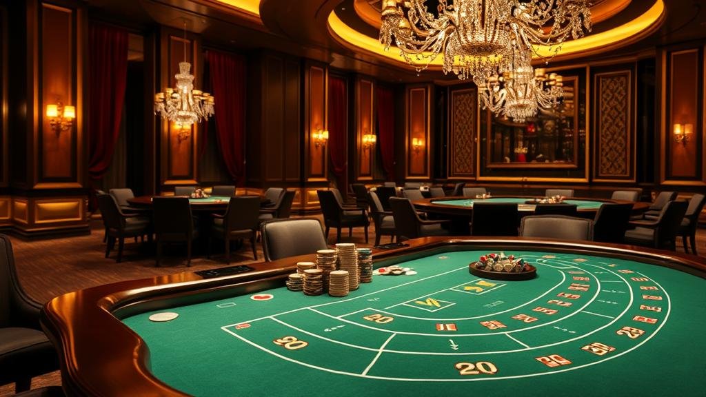 ภาพนักพนันกำลังวางเดิมพันอย่างมีกลยุทธ์ในเกมบาคาร่า