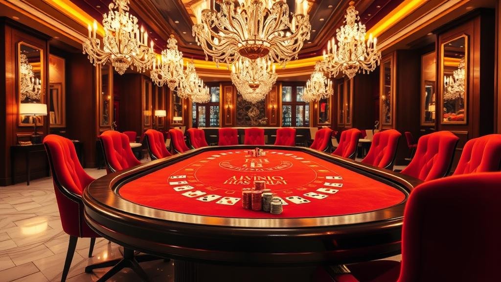 ภาพการเล่นบา ค่า ร่า พร้อมไพ่และชิปเดิมพัน