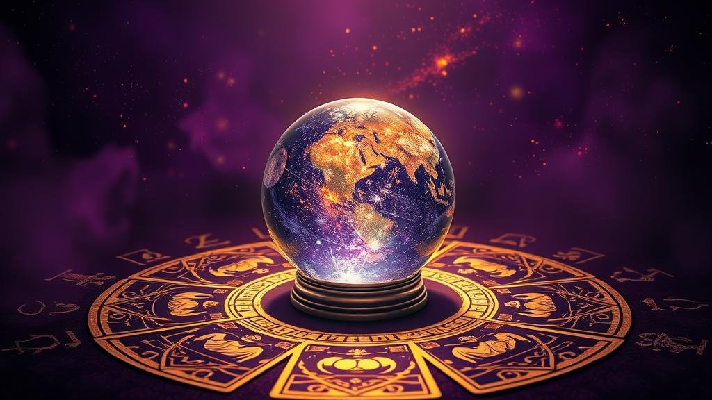 นักโหราศาสตร์ผู้เฒ่าชี้ไปยังแผนผังดวงดาวที่ส่องสว่างด้วยแสงเทียน