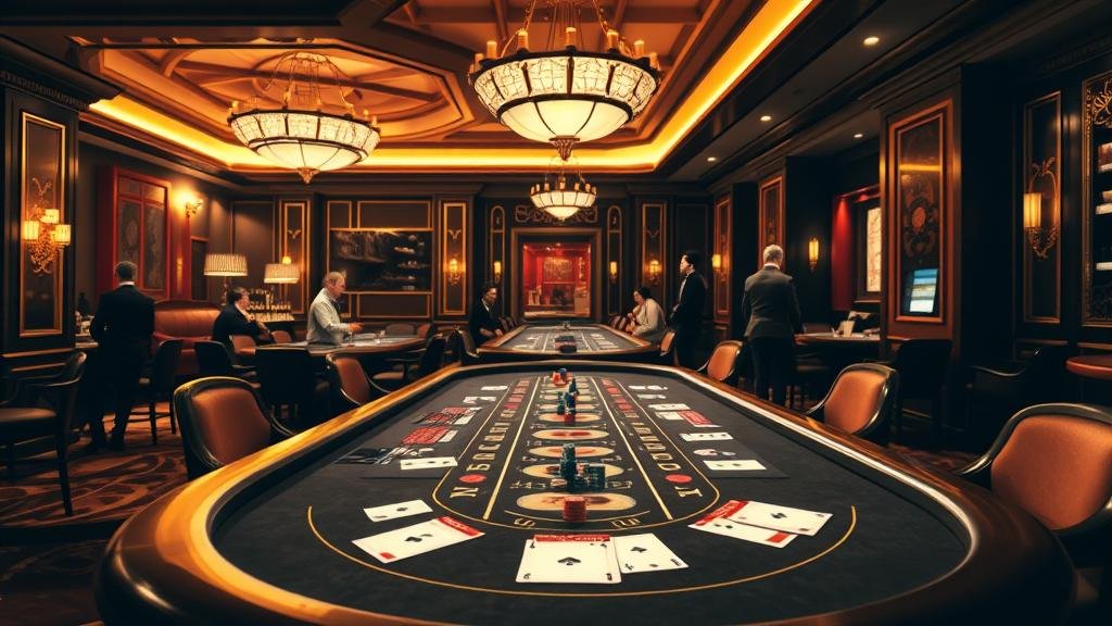 โต๊ะบาคาร่าสุดหรูพร้อมไพ่และชิป