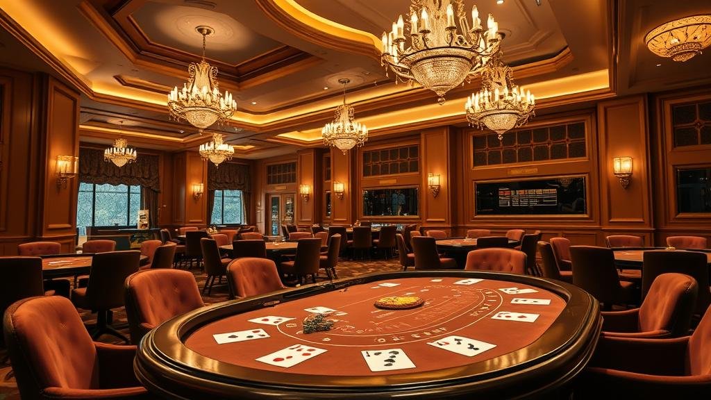 โต๊ะบาคาร่าหรูหรา พร้อมอุปกรณ์การเล่นและดีลเลอร์